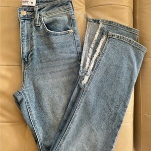 Just Black Light Blue Distressed Ankle Jeans